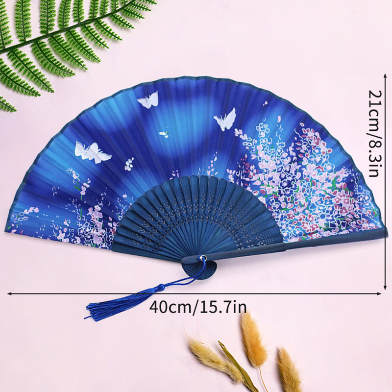 Abanico de mano plegable de madera, abanicos chinos de bambú, abanicos de mano de baile portátiles para mujer, decoración del banquete de boda, abanico decorativo, manualidades,: Moteado