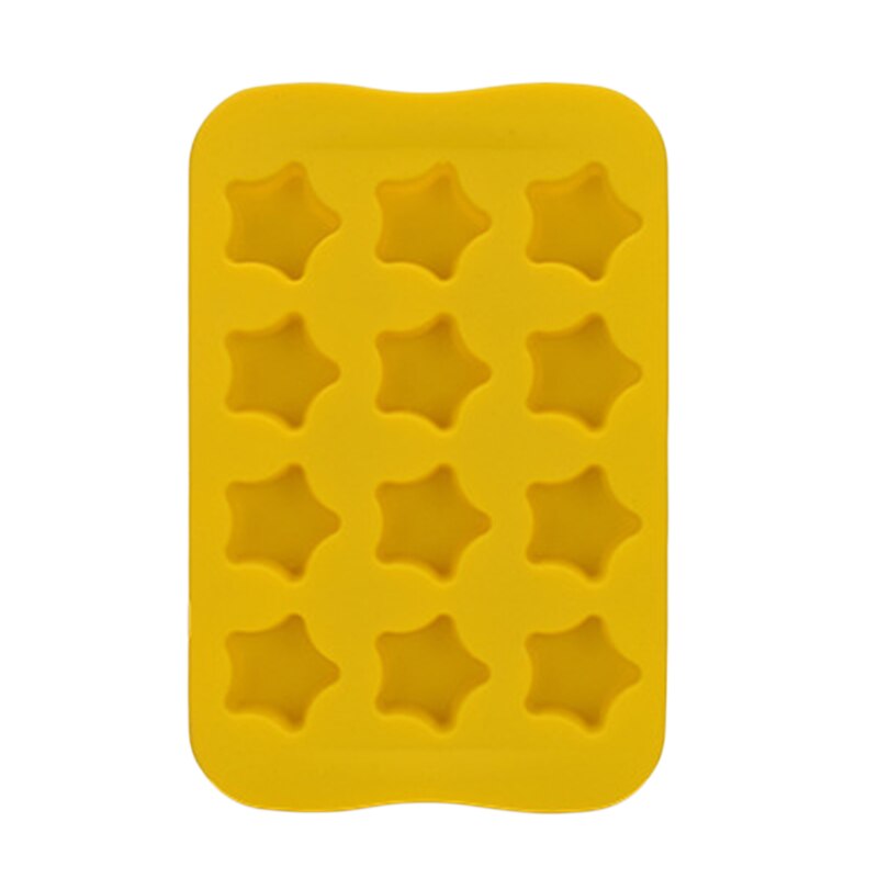 Ice Cube Tray Food Grade Silicone Mold Chocolate Mould 12 Grids Soft Ice Maker Jelly Pudding Mould Ice Cube Maker: Yellow-C