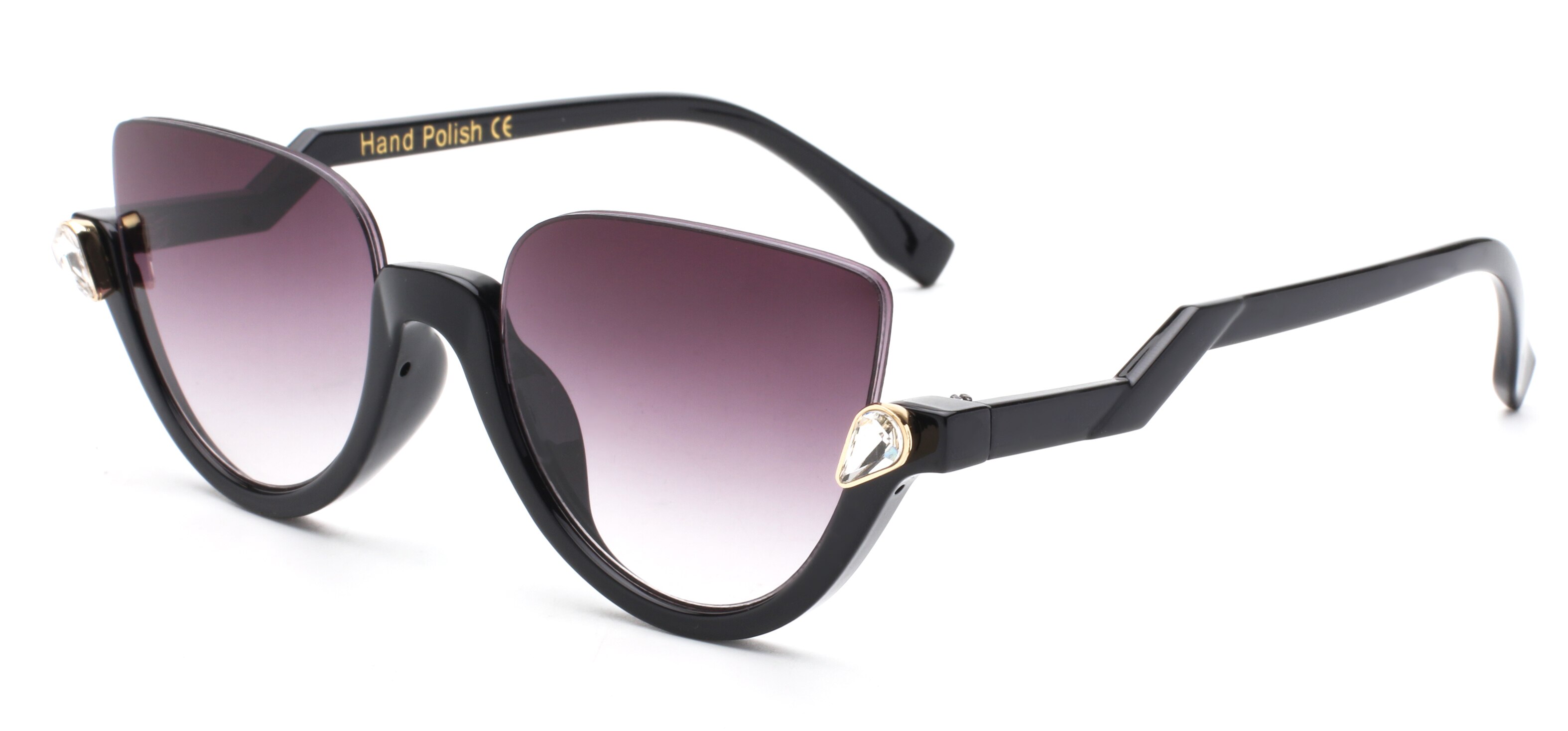 Trendy Glasses Frame Women Half Frame Black Anti Blue Light Eyeglass Frame Luxury Crystal Cleear Glasses Frames Okulary: Black Gray