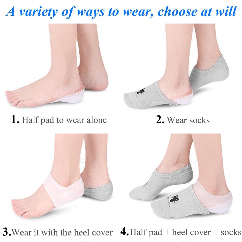 EiD unsichtbar Höer ErhöHenne Silikon Socken Gel Ferse Pads Orthopädische Bogen Unterstützung Hacke Kissen Sohlen Einlegesohle Fuß Massage unisex