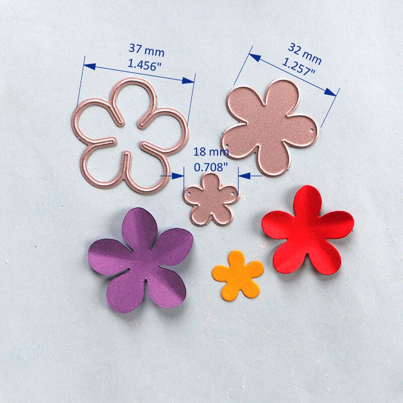 DUOFEN METAL CUTTING DIES small flowers set embossing stencil DIY Scrapbook Paper Album: 3pcs small plums