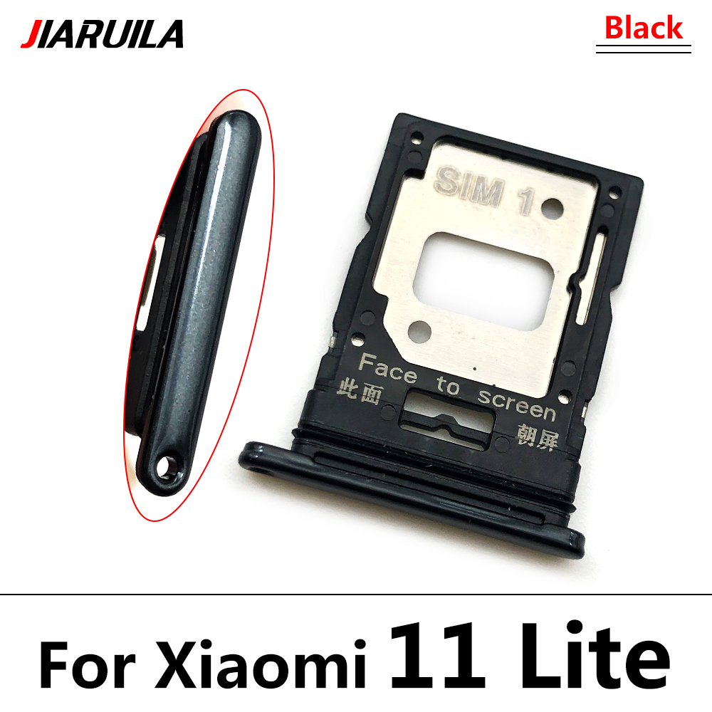 Sim Card Slot Lade Houder Voor Xiaomi Mi 11 Sd-kaart Lade Houder Met Vervanging Tools Voor Xiaomi Mi 11 lite Mi11 Pro Sim Tray: Mi 11 Lite Black