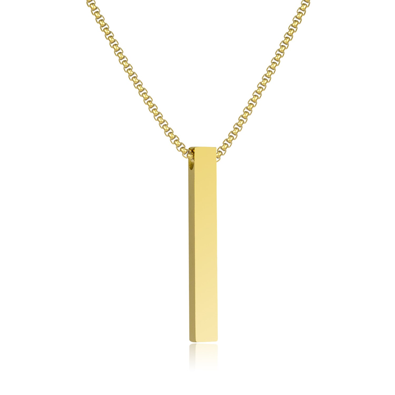 Collar con colgante de barra para hombre, cadena de acero inoxidable, Oro Negro, de joyería: gold / 45cm