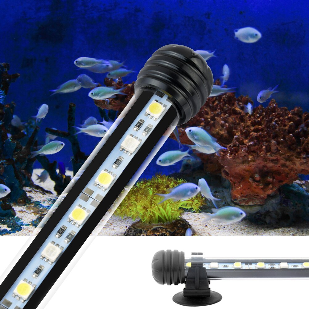 Waterproof LED Aquarium Lights Fish Tank Light Bar Blue/White 19/28/38/48CM Submersible Underwater Clip Lamp Aquatic Decor EU