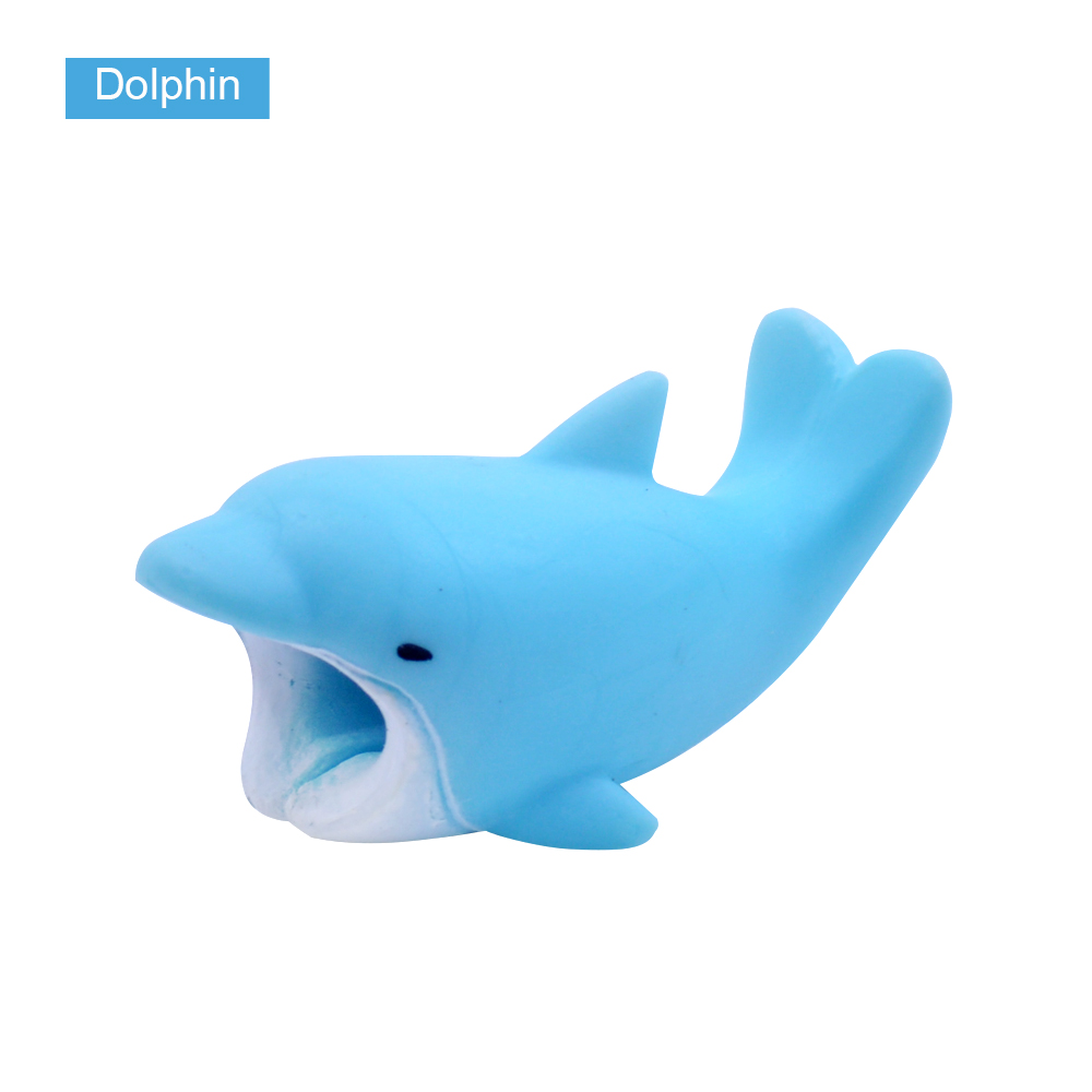 CHIPAL Cute Bites Animal Cable Protector for iPhone USB Charger Cable Organizer Cartoon Wire Winder Bite Chompers Phone Holder: Dolphin