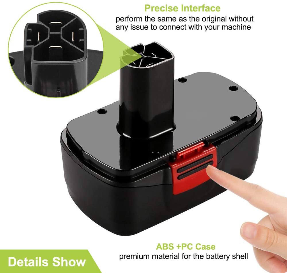 3600mAh Ni-MH 18V Replacement Battery for Craftsman 19.2V Battery C3 DieHard 130279005 130279003 130279017 315.113753 315.115410
