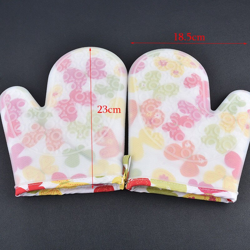 Guantes de Silicona para Cocina, Manoplas Estampadas, Resistentes al Calor, más Gruesas, apto para Microondas, 2 Uds.: shortwhite