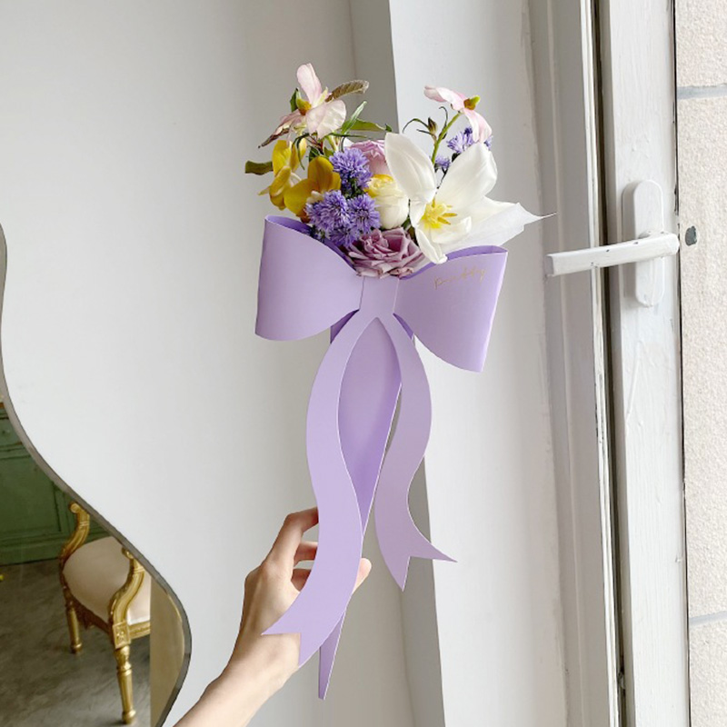 Single Bouquet Flower Box Small 520 Valentine'S Day Bow Knot Folding Flower Packaging Box Flower Arrangement Manual Diy: 03