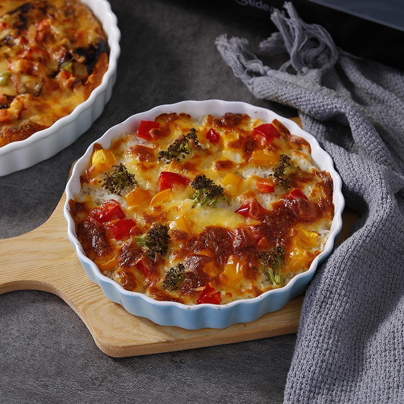 Molde de cerâmica redondo para forno, ferramenta de cozimento para bolo, bandeja, itens de cozinha para bolo