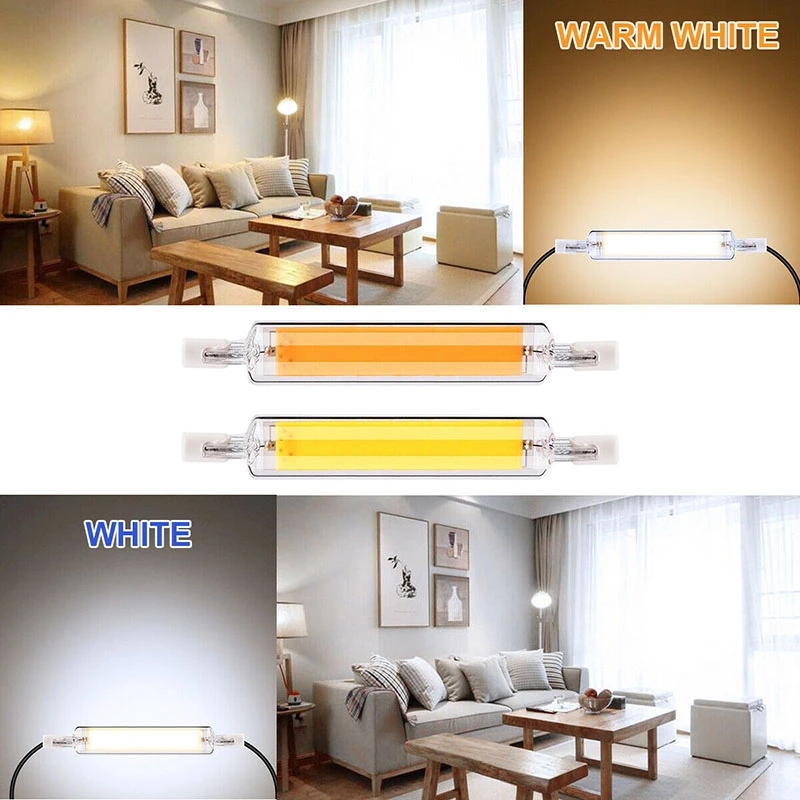 Tubo de cristal COB LED superbrillante R7S 78mm 118mm J78 J118 bombilla LED AC 110V AC 220V reemplazo para el hogar lámpara halógena