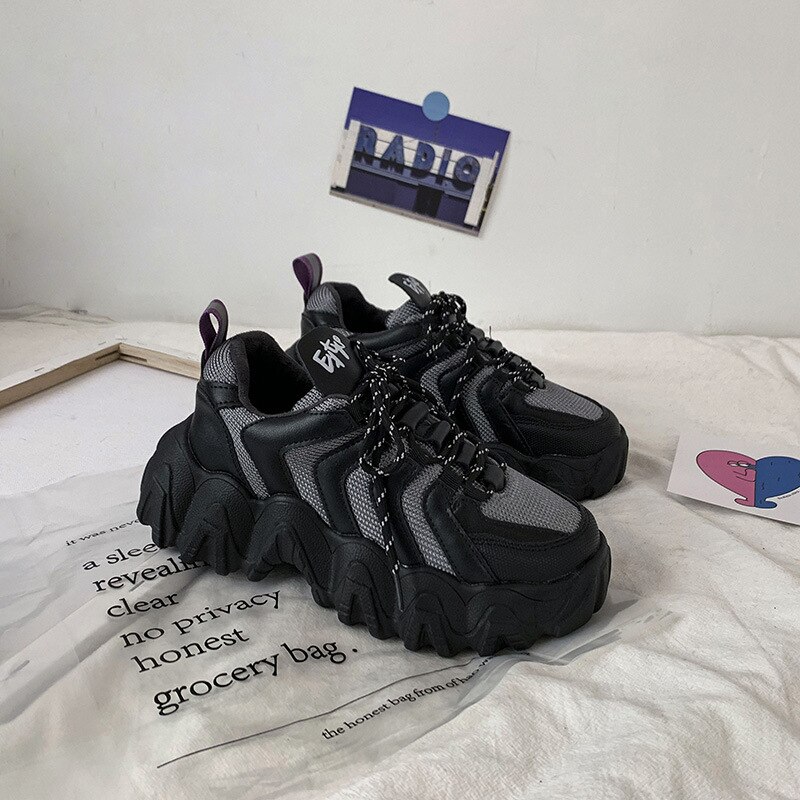 Chunky sneakers dam platta skor kvinna platå sneakers för dam skor trend casual sneaker tenis kvinna solid