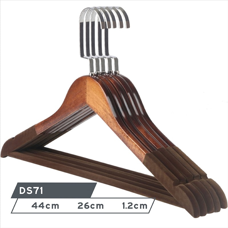 10 Teile/satz Erwachsene extra-Große Feste Holz und Metall Haken Holz KleiderbüGel Mit Kerben Nicht-Unterhose Metall Haken für Kleidung W2760