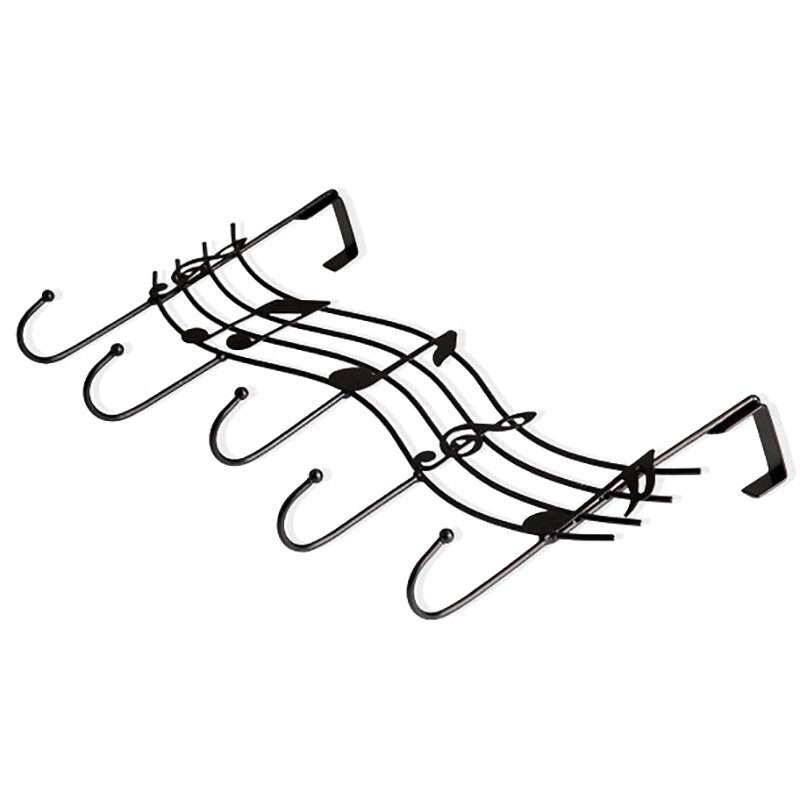 Wavy Musical Notes Wall Coat Hooks Clothes Door Hanger Finish Simple Decorative Household: BK