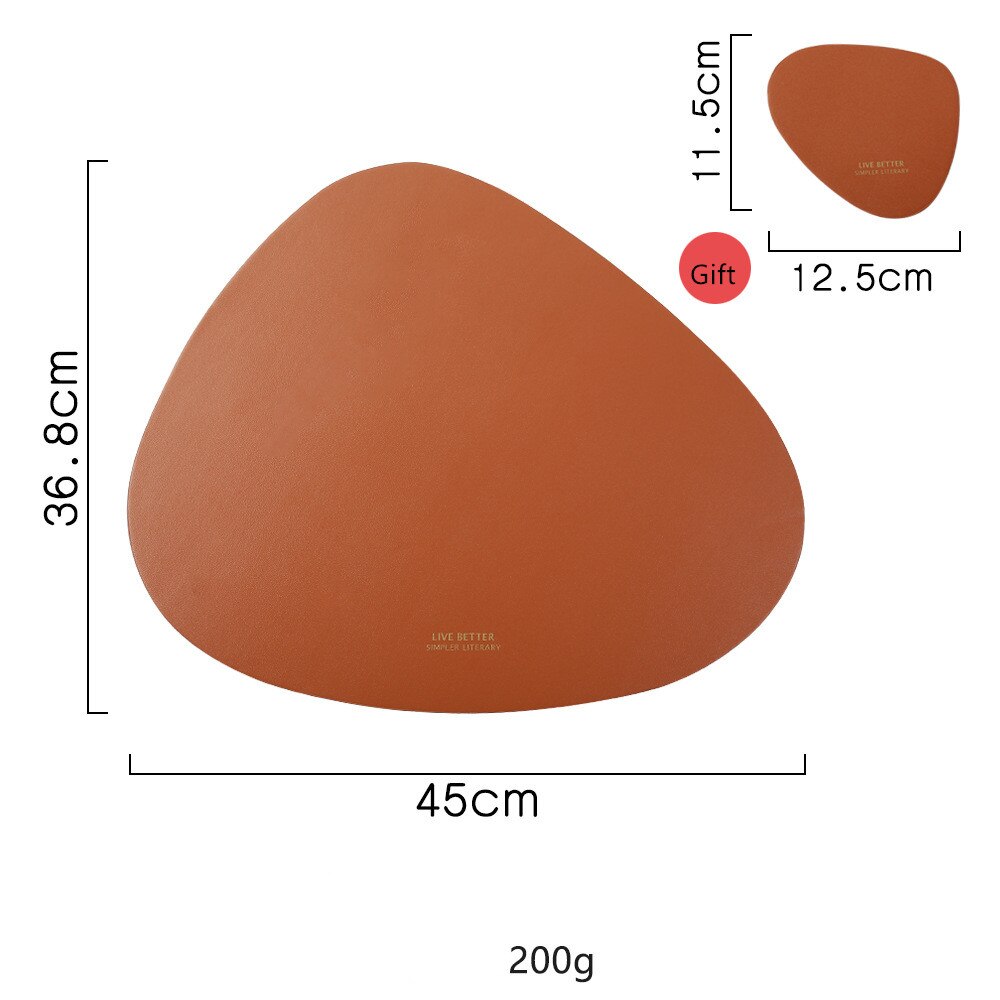 Tableware Pad Placemat Table Mat PU Leather Heat Insulation Non-Slip Simple Placemats Disc Coaster Placemat for Dining Table: Brown