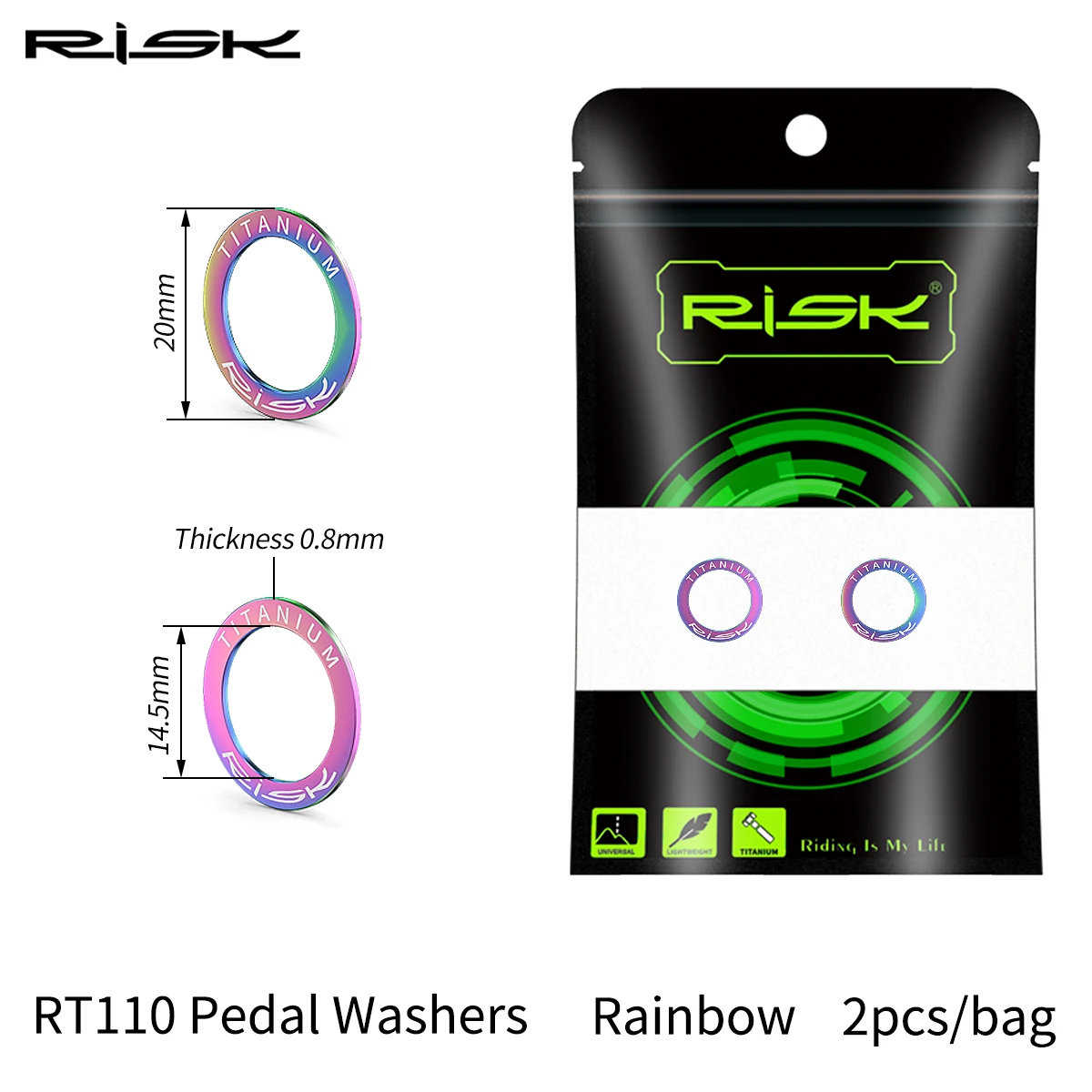RISIKO Fahrrad Pedal Unterlegscheibe Abstandshalter Kurbel Dichtung Pedal abnormal Klang Wartung Ring Unterlegscheibe MTB Fahrrad Titan Legierung Pedal Unterlegscheibe: Weiß