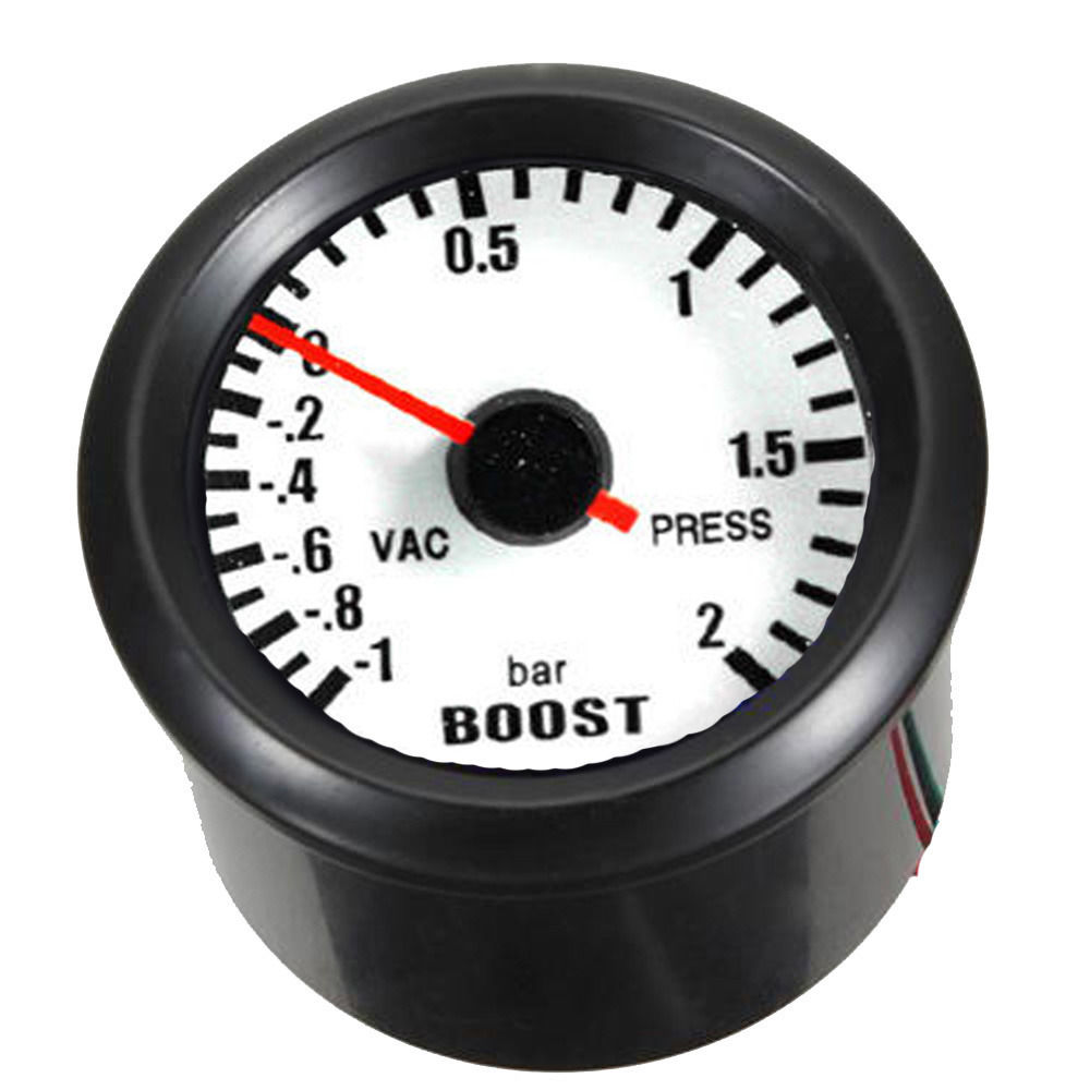 ESUPPORT 52mm Black Face Vacuum Gauge With Blue LED Light - 12V Car Engine Pressure Meter