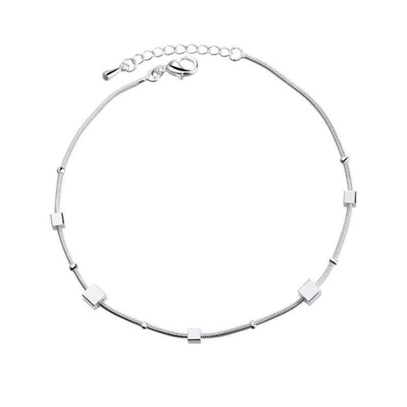 BDJ007 Brand Ankles Small Box Plated Silver Jewelry Barefoot Sandals Leg Chaine Women Foot Bracelet Cheville Chain