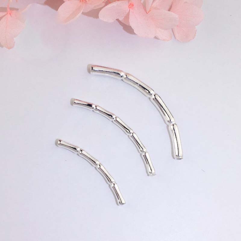 2pcs/lot 100% 925 Sterling Silver Bamboo Shape Tube Charms 20-50mm Long Spacer Beads DIY Fine Bracelets Jewelry Accessories