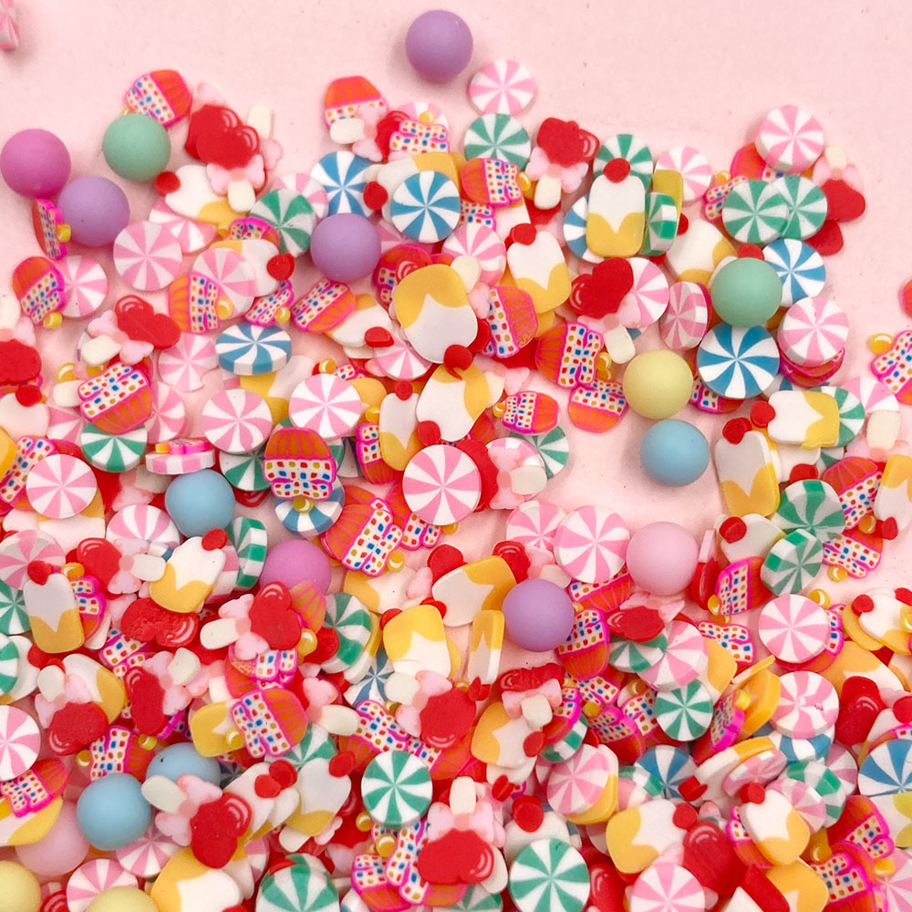 100g Mix Cake Candy Ball Polymer Clay Sprinkles for Slimes Filler Tiny Cute Plastic Klei Accessories DIY Sequin Crafts