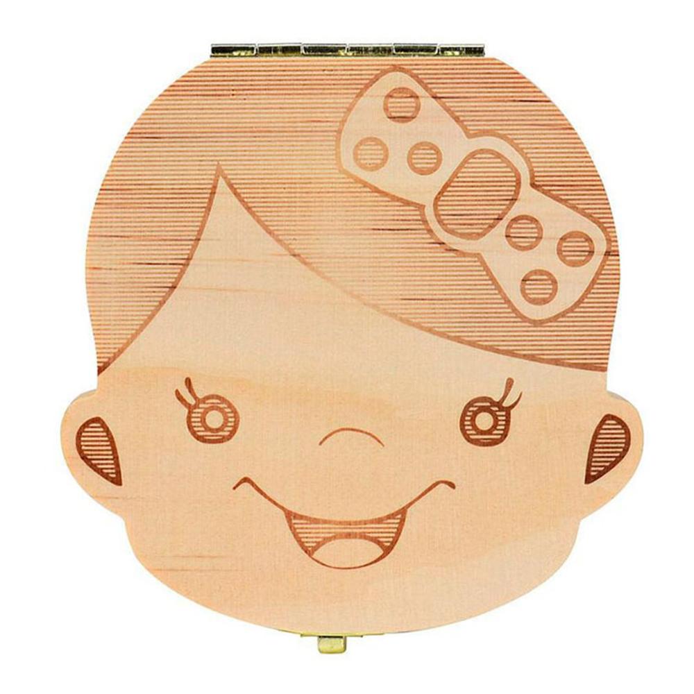 Gefallenen Zahn Box Lagerung Englisch Text Kleiner Junge Mädchen Holz Fall Sparen Sie Milch Zähne Sammlung Veranstalter Halter