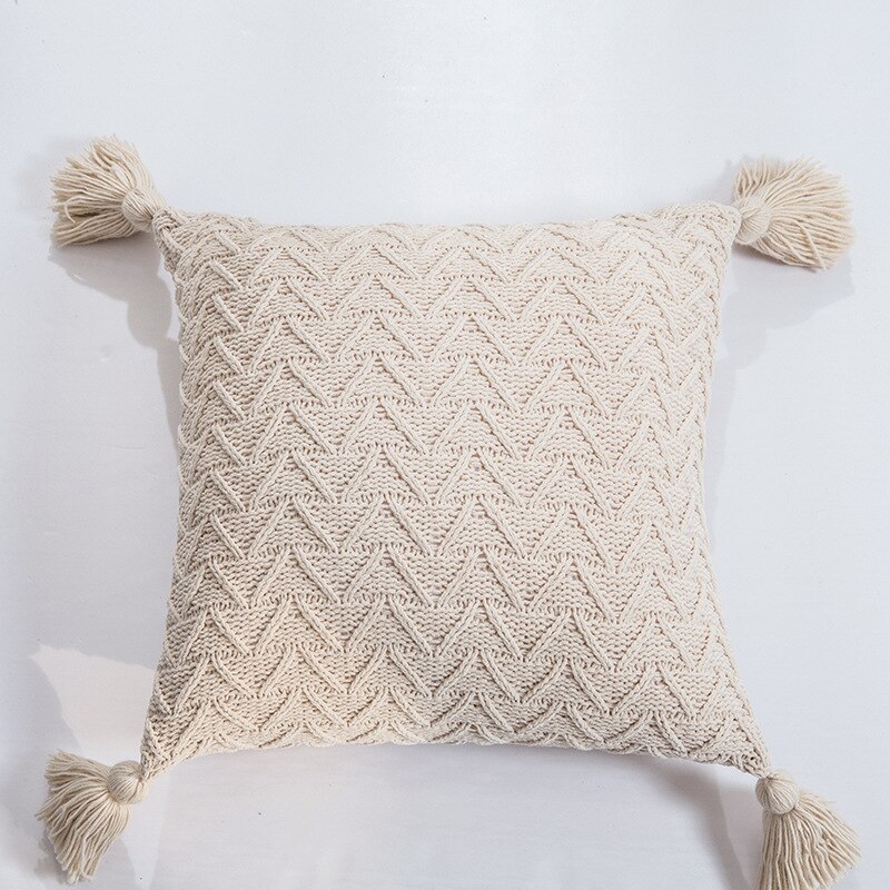 Taie d&#39;oreiller en maille Chenille douce, taie d&#39;oreiller anti-salissures, décoration de dossier de maison: Almond Beige