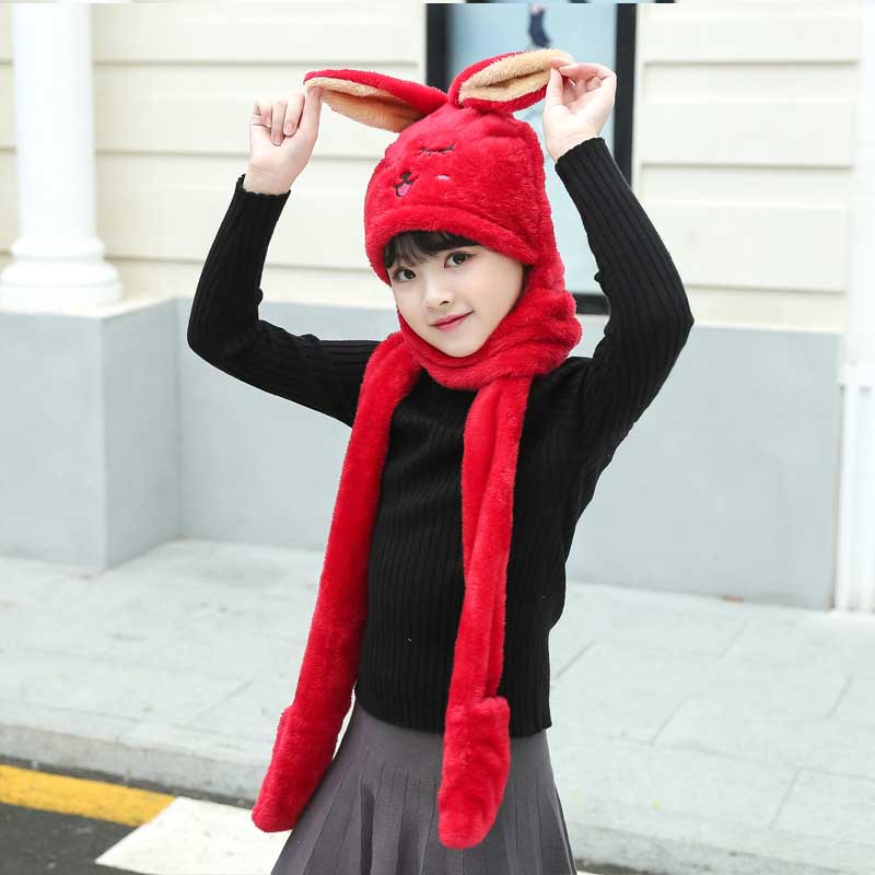 3 In 1 Sjaal Herfst Winter Warme Sjaal Vrouwen Studenten Vrouwelijke Winter Soft Hooded Leuke Sjaal Zakken Handschoenen Sjaals Hoed