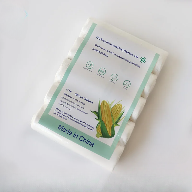 100pcs Biodegradable garbage bags classified disposable cleaning kitchen Starch Degradable Trash Bags environmental: light green