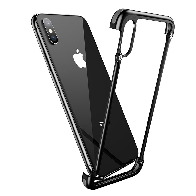 OATSBASF pour iPhone XS XR luxe Airbag métal Protection coque de personnalité pour iPhone XS étui mince en métal pare-chocs couverture