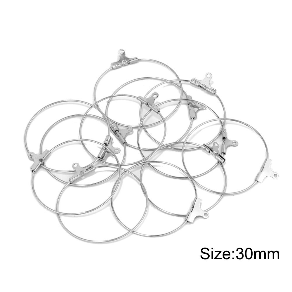 Pendientes de aro de acero inoxidable para mujer, aretes grandes de 20/25/30/35/40/45mm, Conector de ganchos de alambre para oreja, fabricación de joyas DIY, 20 piezas: Rosa