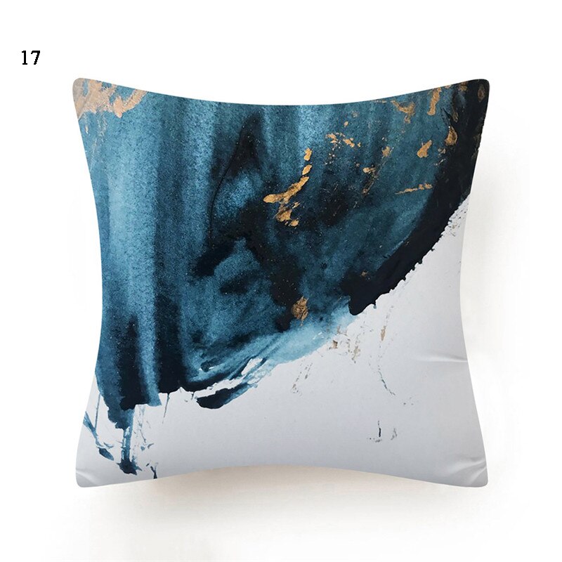 Gouden marmeren print kunst kussenhoes marineblauwe kussensloop voor bank retro marmer geometrische zee oceaan turquoise sierkussen