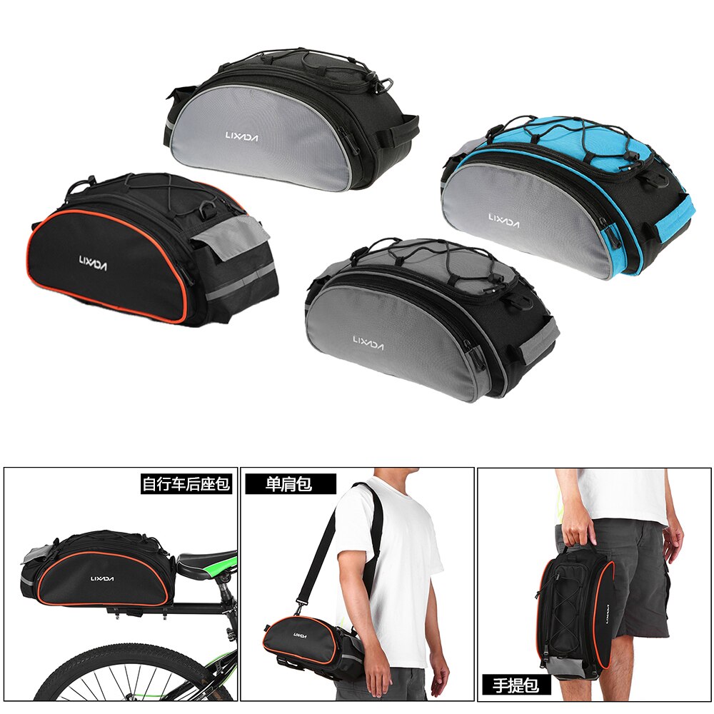 Lixada 13l multifunktionel cykel bagsædetaske udendørs cykelstativ sæde taske bagagerum bagagerygsæk håndtaske skuldertaske