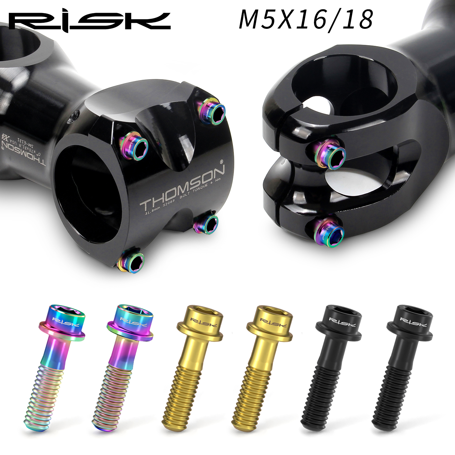 Risiko 6 Stück m5x16mm/m5x18mm Titan Spindel schrauben Schraube Fahrrad Fahrrad MTB Lenker ultraleichte Vorbau feste Schraube Fahrrad zubehör