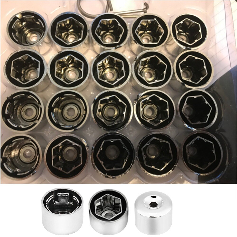 20 stücke 17mm Muttern Kappe Bolt Covers Chrome Legierung Rad Locking Für VW Passat Golf Bora Chrom