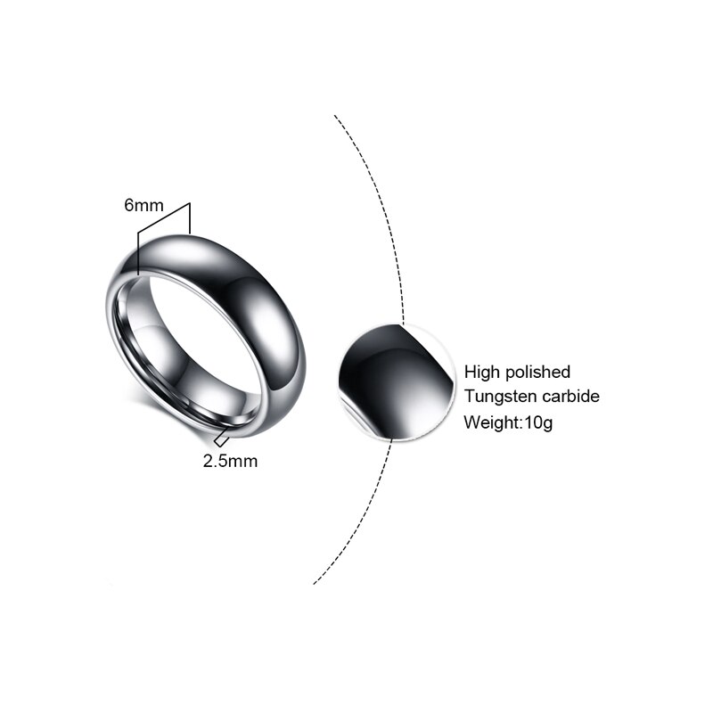 Silber Farbe Wolfram Hartmetall Für Männer Frauen Engagement Ring Hochzeit Band Allianz Paar Schmuck USA Größe 8mm 6mm: 12 / Rosa