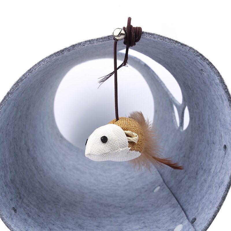 Túnel para gatos, juguetes creativos DIY, tela de fieltro, túnel para gato, campana, ratón, pluma, juguete para mascotas, estera de fieltro, túnel para gato, juguete para jugar