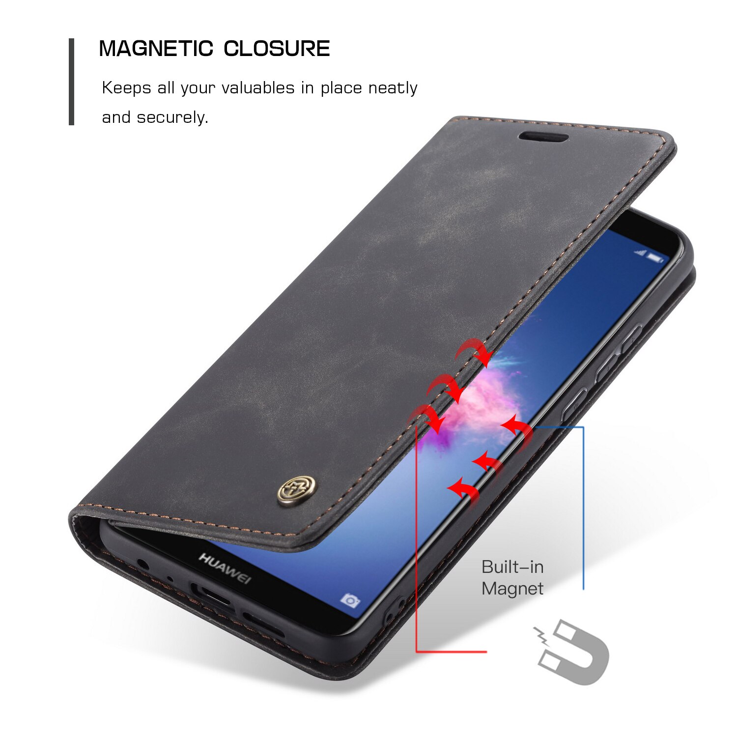 Voor huawei p smart flip case cover magnetische hoesjes huawei honor 9 lite hoesje luxe leren portemonnee voor huawei p smart hoesje