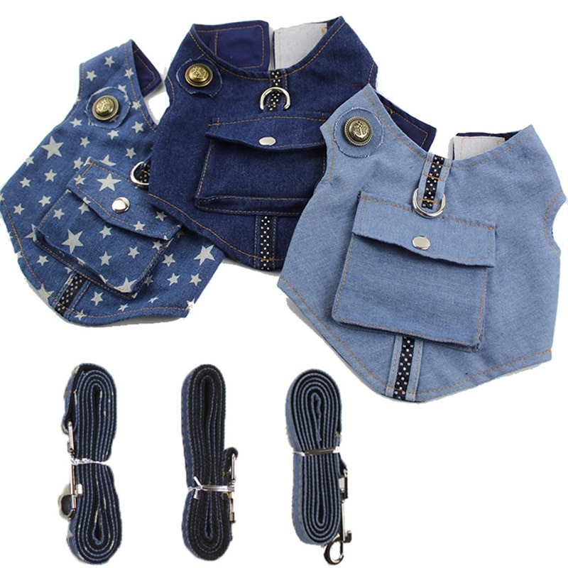 Zunea kleine huisdier hond vest harnas zachte Denim Leash Set verstelbare mesh gewatteerd, M, Blauw Zunea kleine huisdier hond vest harnas zachte Denim Leash Set verstelbare mesh gewatteerd, M, Blauw