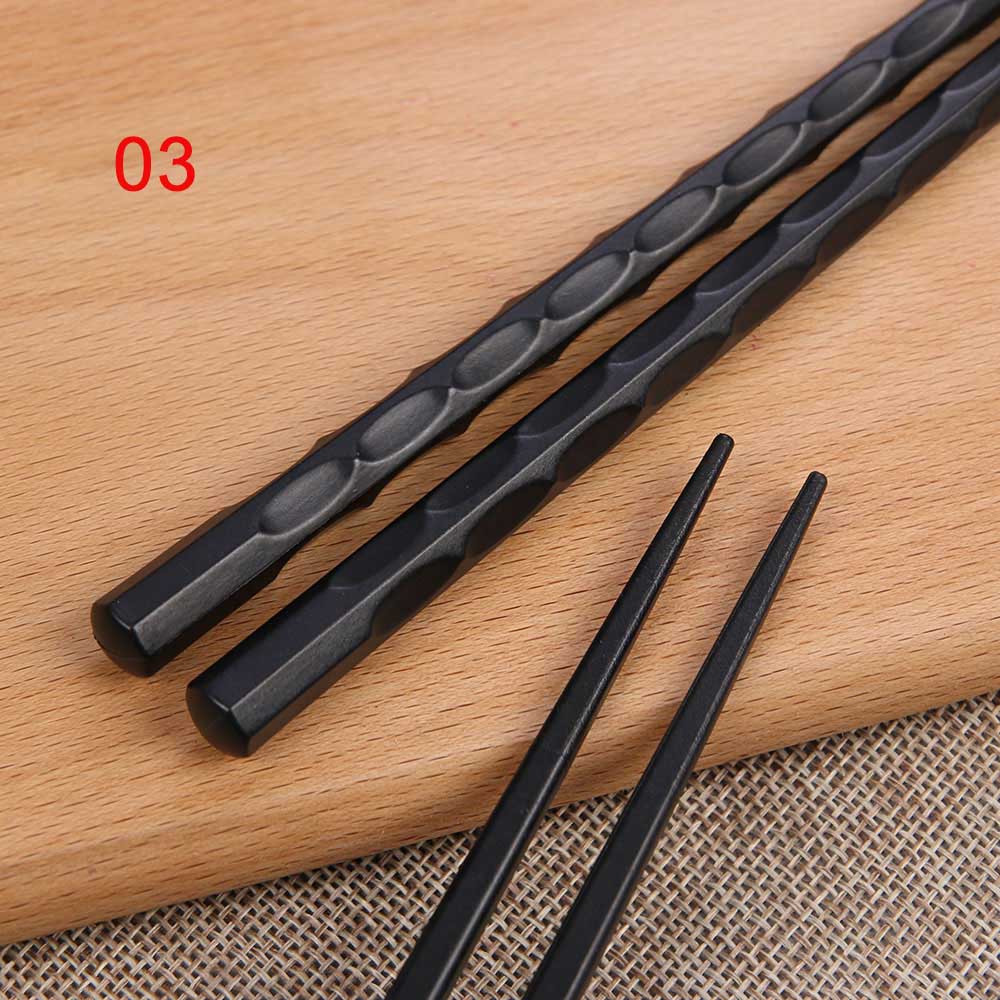 1 par japanska sushi hashi ätpinnar långa legeringspinnar hushållskök anti-reserbara svarta ätpinnar köketillbehör: 3