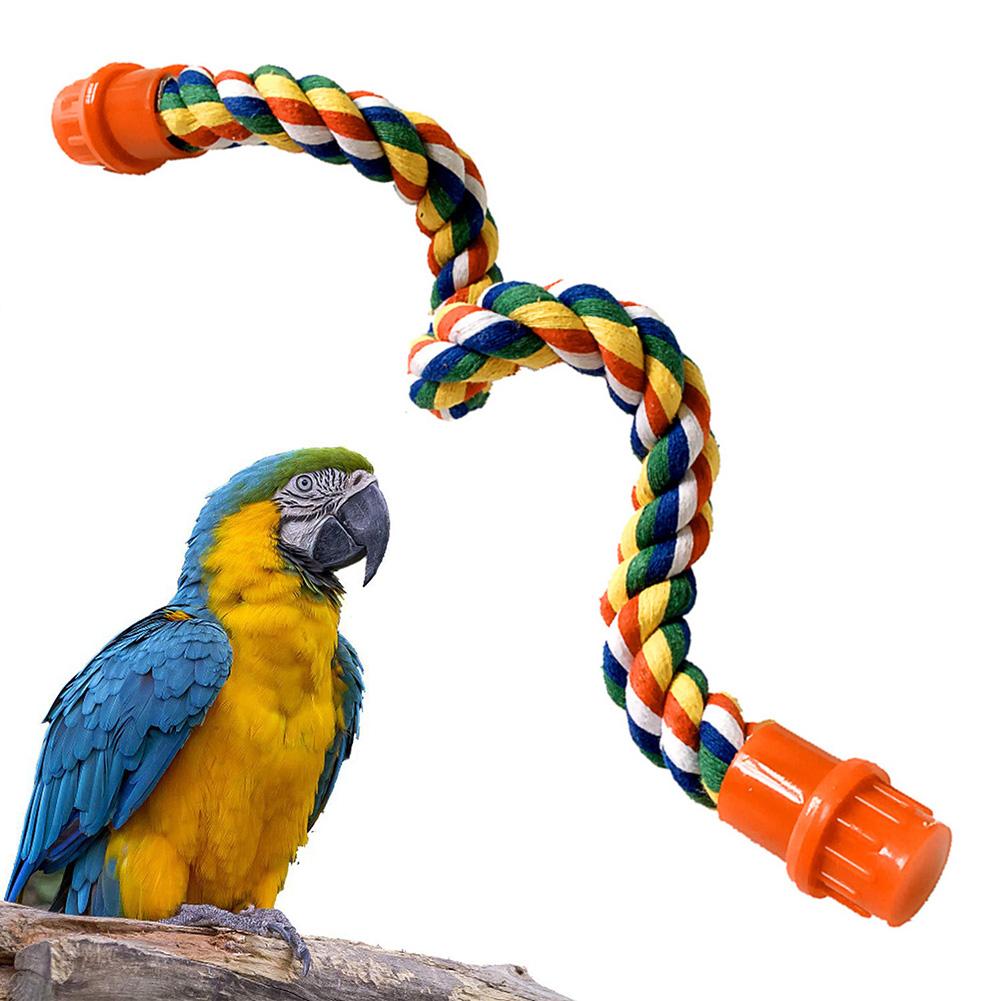 Support pour oiseaux de compagnie 40/55/80cm, Cage suspendue en corde de coton, jouet à mâcher d&#39;escalade