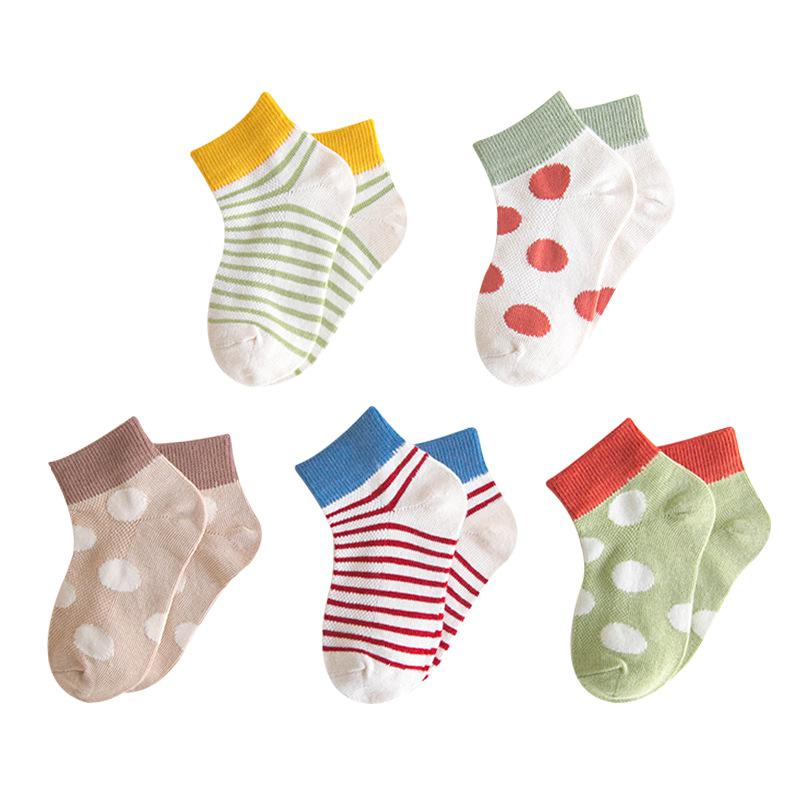 Kinder Socken Kind Jungen Und Mädchen Socken Frühjahr Und Sommer Neue Welle Punkt Streifen Atmungs Schiff Socken Günstige Sachen: L(6-8years)