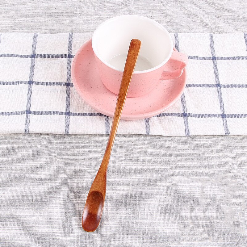 Cuillère à café en bois bambou cuisine ustensile de cuisine outil soupe remuant cuillère à café restauration vaisselle remuer bâton lait thé lait miel: 09