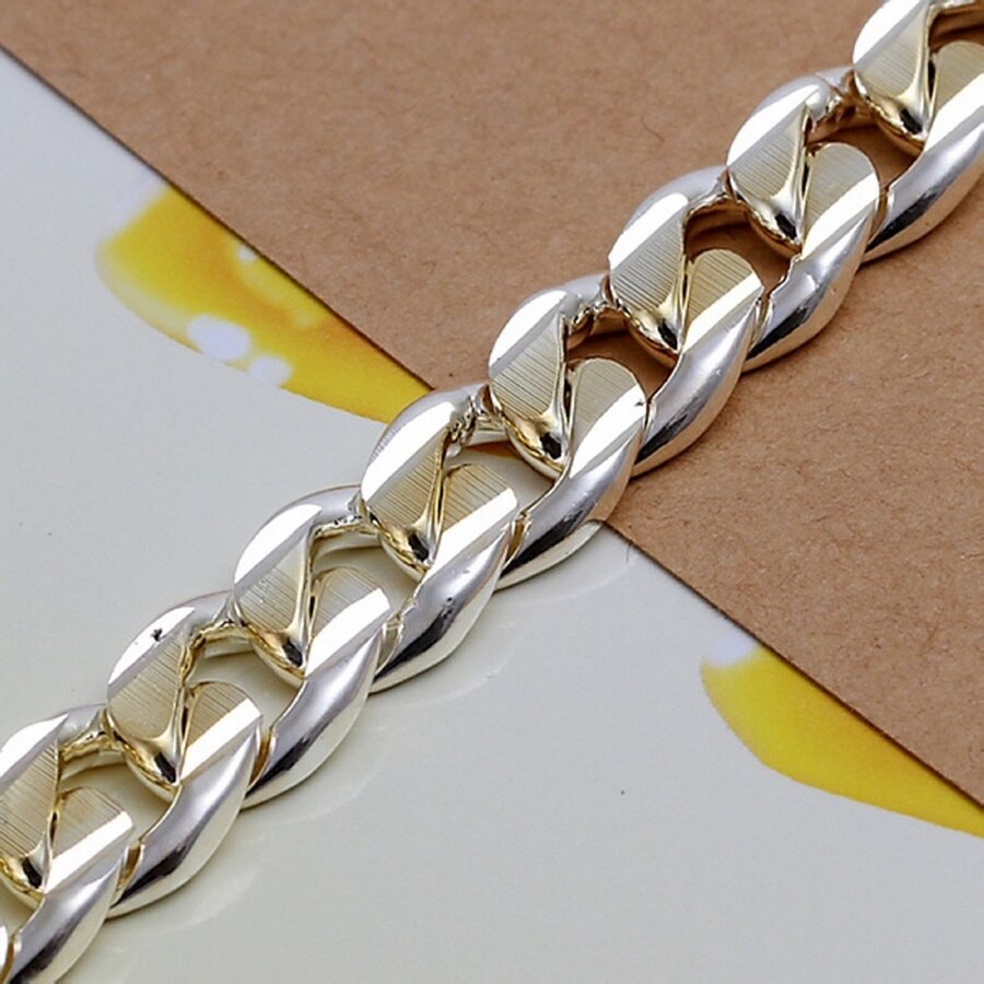 Silver color exquisite 10mm chain men women Chain noble wedding bracelet charm wedding cute birthday H091