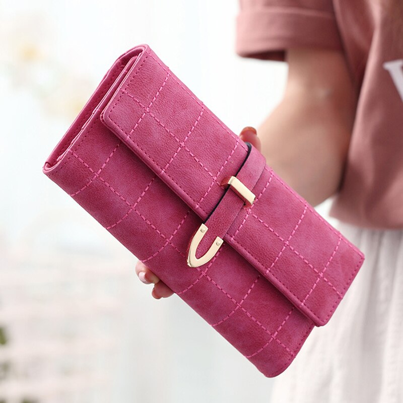 Nova carteira feminina de couro pu, bolsa feminina, porta-cartão de identificação, grande capacidade, de alta qualidade