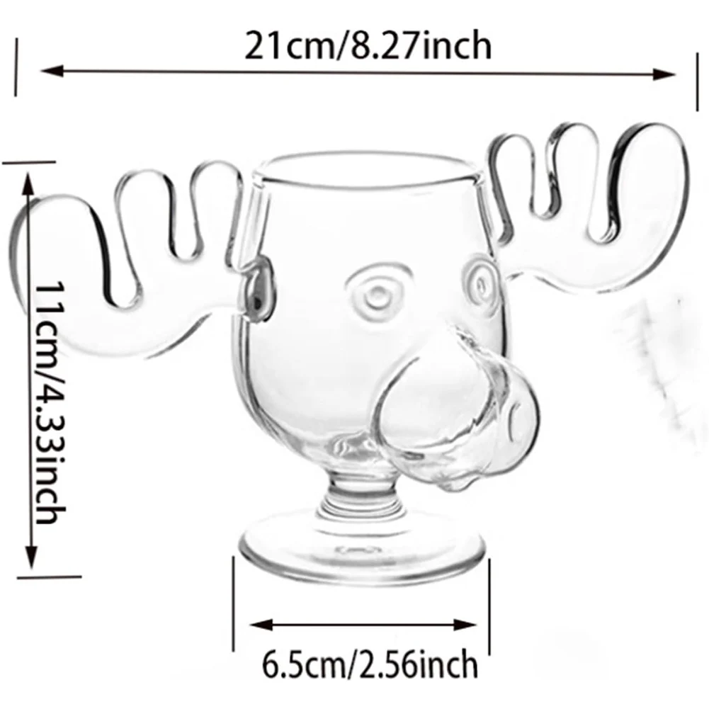 1-4PCS 240ml 8oz Christmas Vacation Moose Mug Christmas Reindeer Head Elk Glass Wine Beer Water Juice Milk Glass