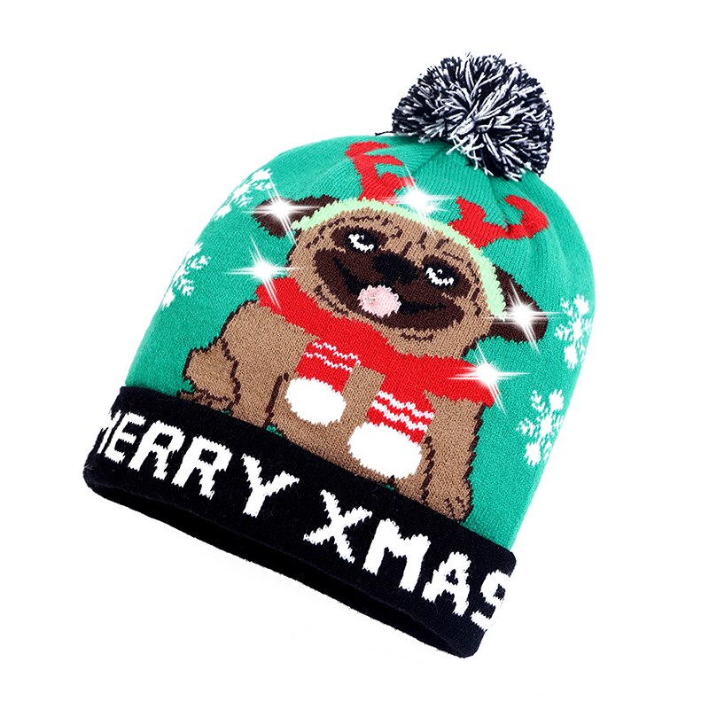Kerstmutsen met led-licht, gebreide kerstmuts voor kinderen, kerstversiering voor volwassenen, kerstversiering, kerstversiering, gelukkig jaar: 9