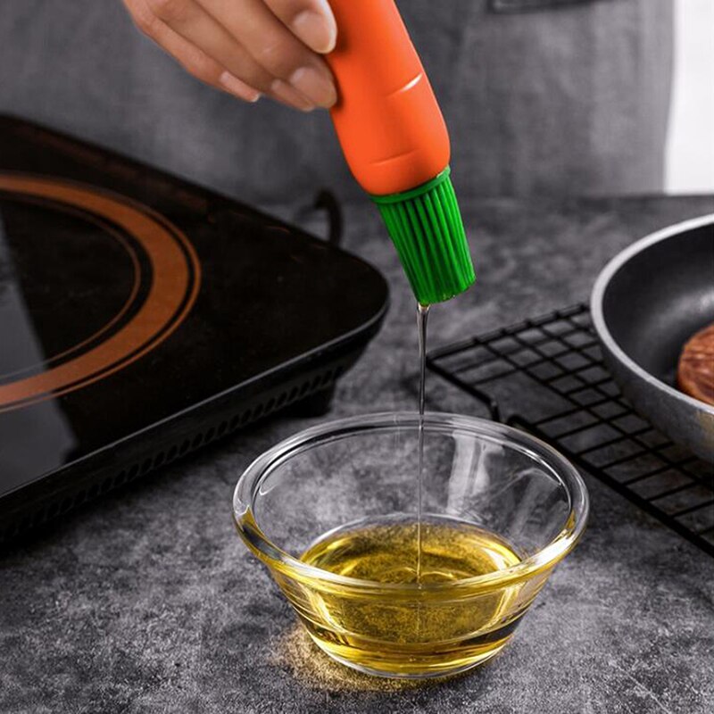 1pc Small Silicone Pastry Brush Baking BBQ Basting Brush Baking Oil Brush Cute Carrot Shape Handle Kitchen Tools Accessories