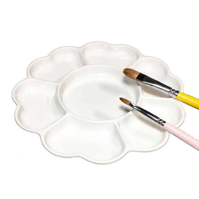 Ceramic Watercolor Paint Palette With Lid - 12 Well Porcelain Mixing Tray For Artists