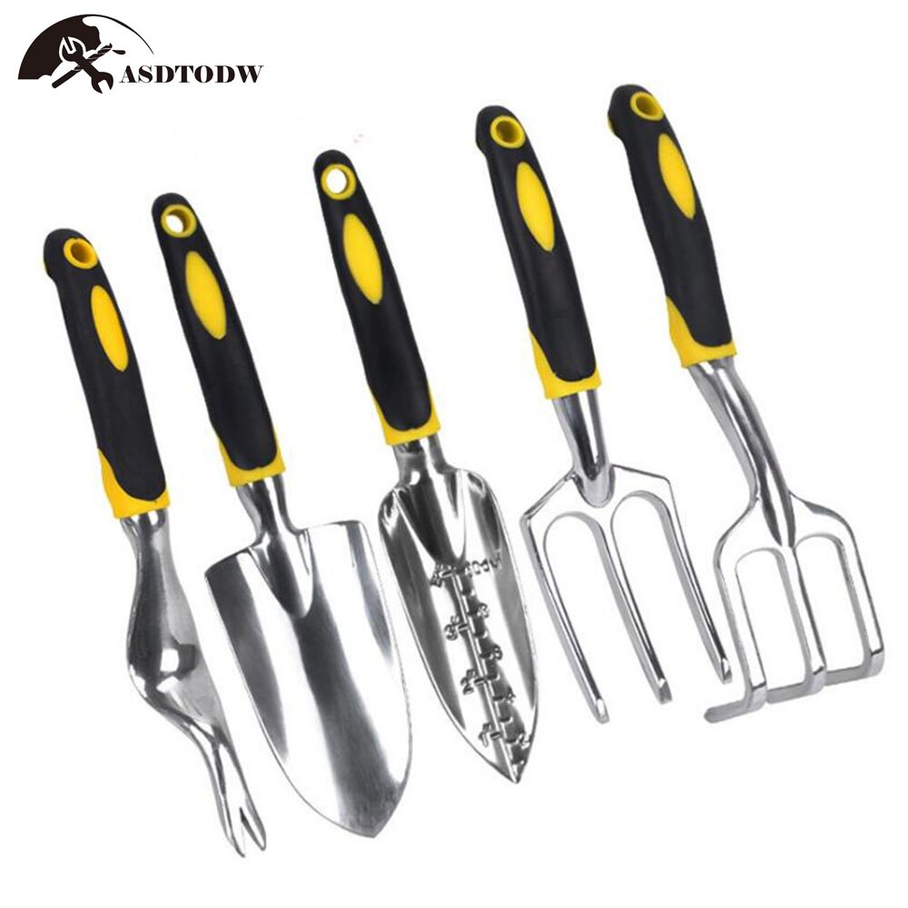 6pcs Aluminum Manual Garden Tools Set Soft Rubber Non-slip Handle Pruning Shears Trowels Transplant Cultivator Garden Hand Tools