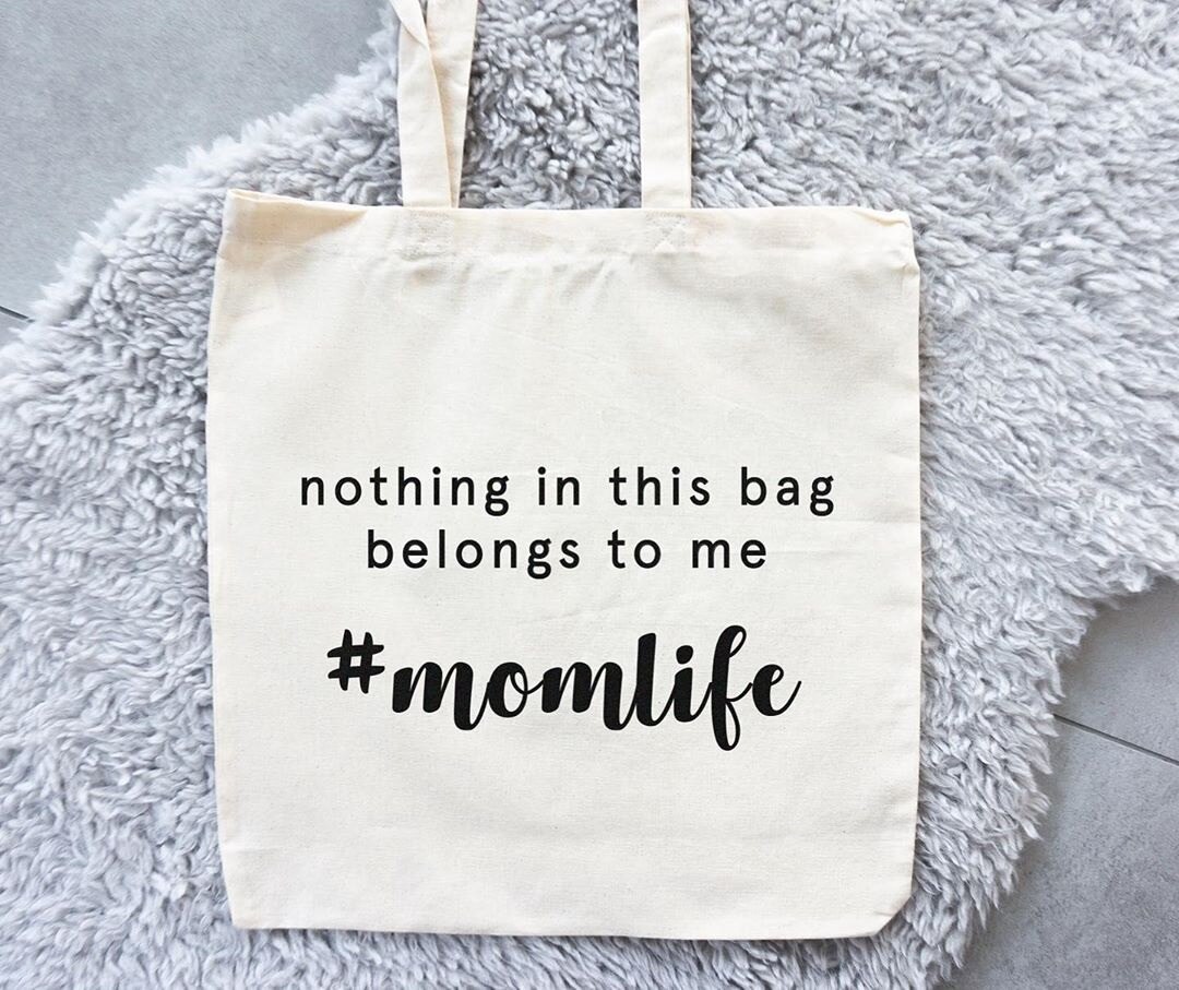 Women Canvas Bag Mom Life Bags Reusable Shopping Tote Bag Nothing In This Bag Belongs To Me Coffee Print Travel Bag Diaper Bag