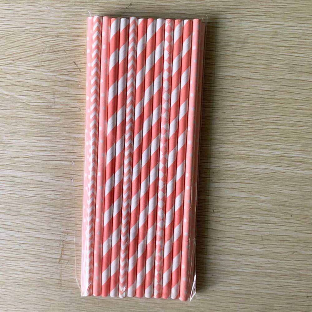 25Pcs Disposable Drinking Straw Eco Friendly colorful Paper Straw For Birthday Festival Decorations Drink Supplies: 8